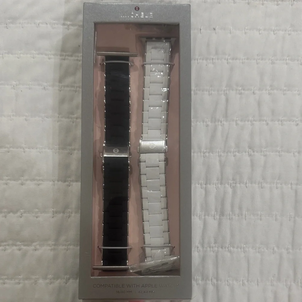 Michele Black and White Watch Band Set - Picture 1 of 2